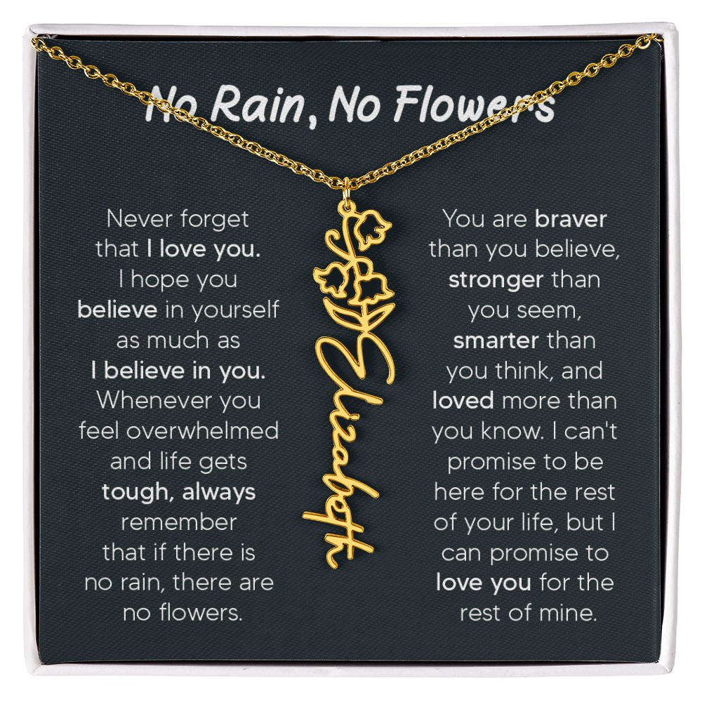 [LIMITED TIME ONLY] No Rain - No Flowers - Never Forget That I Love You | Birth Flower Name Necklace
