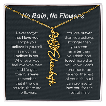 [LIMITED TIME ONLY] No Rain - No Flowers - Never Forget That I Love You | Birth Flower Name Necklace
