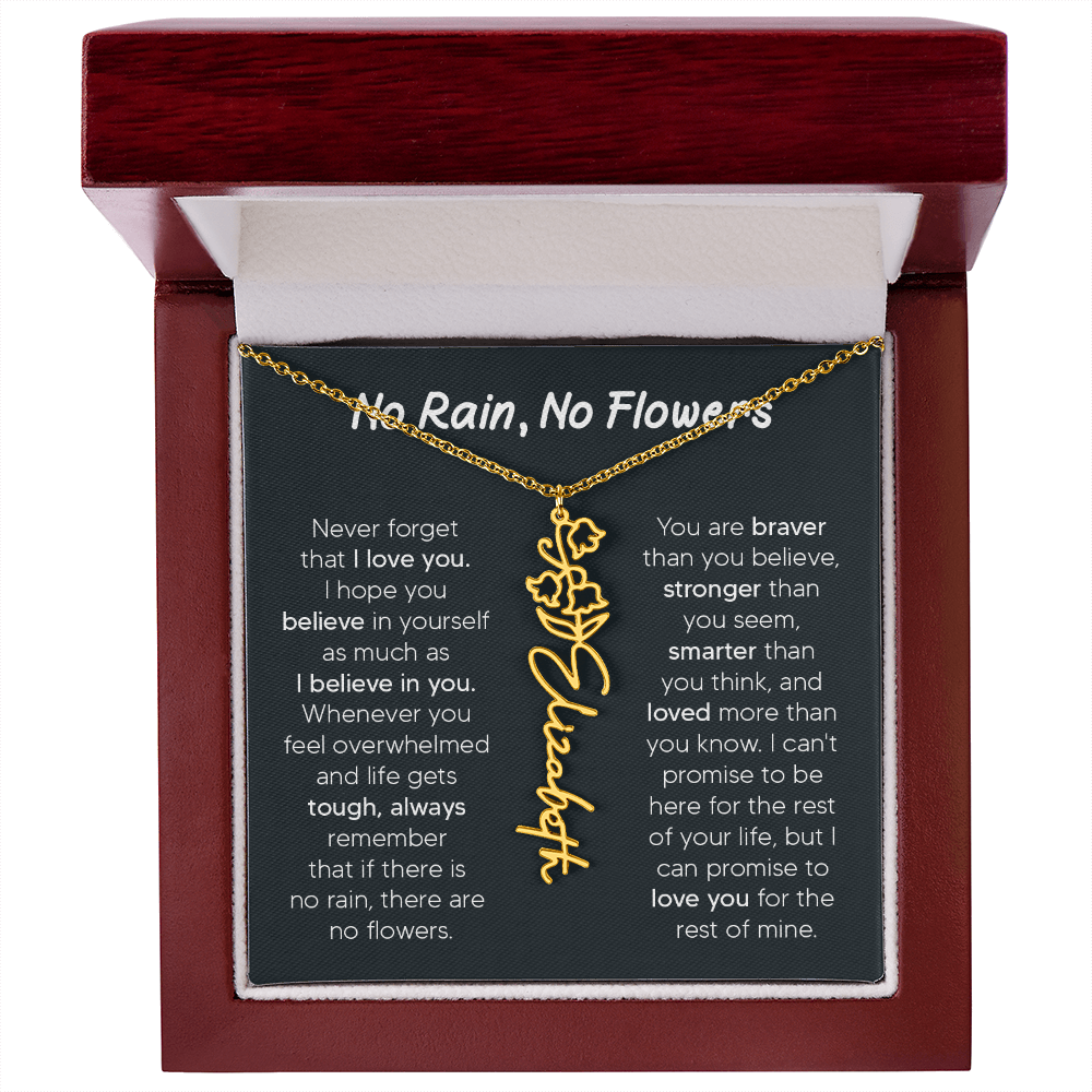[LIMITED TIME ONLY] No Rain - No Flowers - Never Forget That I Love You | Birth Flower Name Necklace
