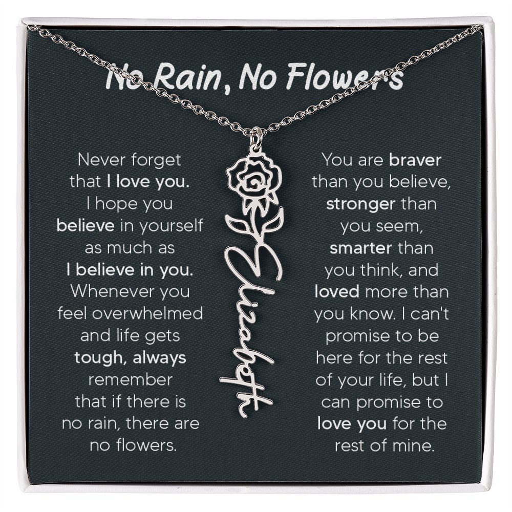 [LIMITED TIME ONLY] No Rain - No Flowers - Never Forget That I Love You | Birth Flower Name Necklace