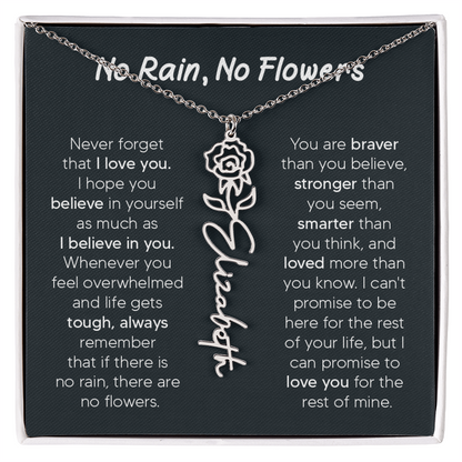 [LIMITED TIME ONLY] No Rain - No Flowers - Never Forget That I Love You | Birth Flower Name Necklace
