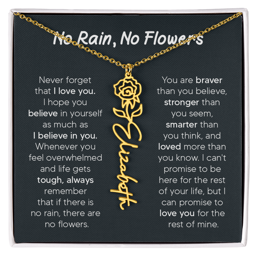 [LIMITED TIME ONLY] No Rain - No Flowers - Never Forget That I Love You | Birth Flower Name Necklace