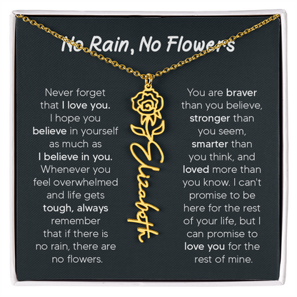 [LIMITED TIME ONLY] No Rain - No Flowers - Never Forget That I Love You | Birth Flower Name Necklace