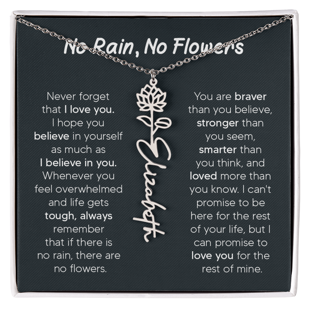 [LIMITED TIME ONLY] No Rain - No Flowers - Never Forget That I Love You | Birth Flower Name Necklace
