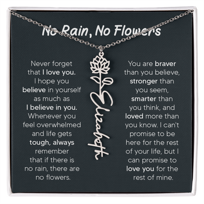 [LIMITED TIME ONLY] No Rain - No Flowers - Never Forget That I Love You | Birth Flower Name Necklace