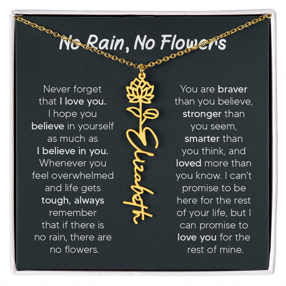 [LIMITED TIME ONLY] No Rain - No Flowers - Never Forget That I Love You | Birth Flower Name Necklace