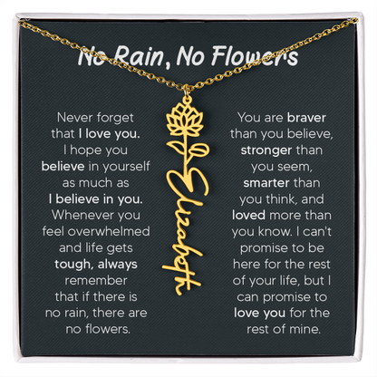 [LIMITED TIME ONLY] No Rain - No Flowers - Never Forget That I Love You | Birth Flower Name Necklace