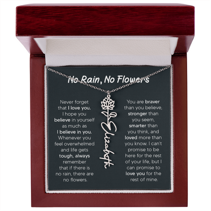 [LIMITED TIME ONLY] No Rain - No Flowers - Never Forget That I Love You | Birth Flower Name Necklace