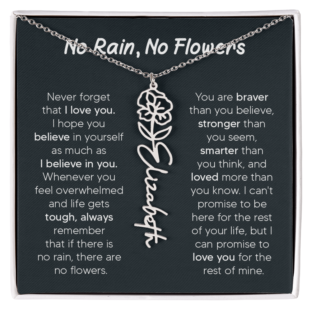 [LIMITED TIME ONLY] No Rain - No Flowers - Never Forget That I Love You | Birth Flower Name Necklace