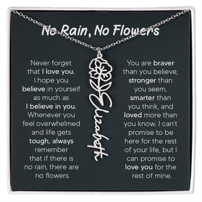 [LIMITED TIME ONLY] No Rain - No Flowers - Never Forget That I Love You | Birth Flower Name Necklace