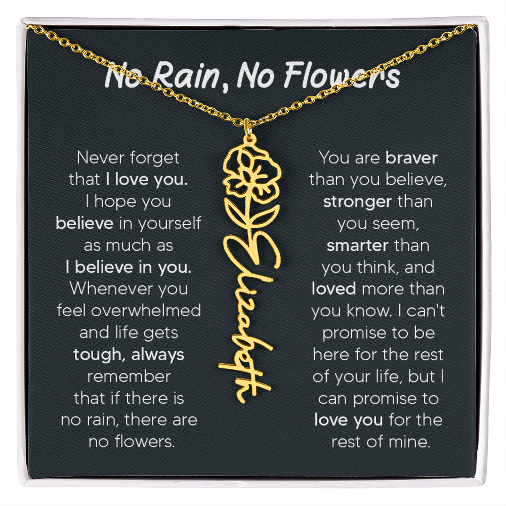 [LIMITED TIME ONLY] No Rain - No Flowers - Never Forget That I Love You | Birth Flower Name Necklace