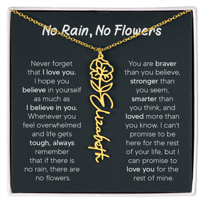 [LIMITED TIME ONLY] No Rain - No Flowers - Never Forget That I Love You | Birth Flower Name Necklace