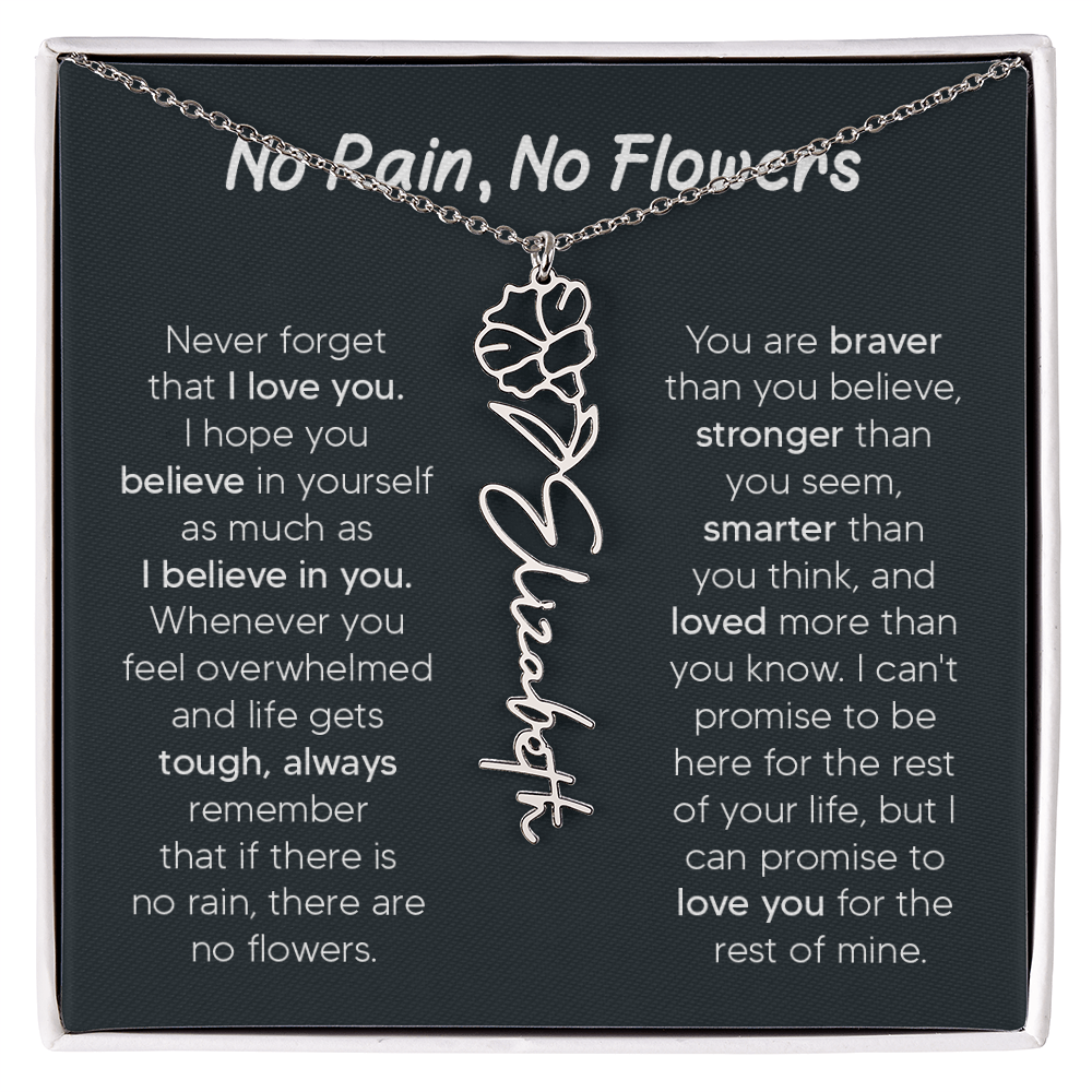 [LIMITED TIME ONLY] No Rain - No Flowers - Never Forget That I Love You | Birth Flower Name Necklace