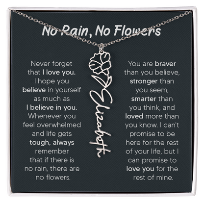[LIMITED TIME ONLY] No Rain - No Flowers - Never Forget That I Love You | Birth Flower Name Necklace