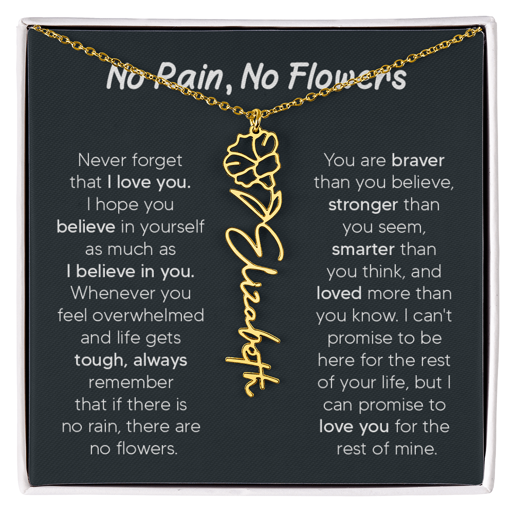 [LIMITED TIME ONLY] No Rain - No Flowers - Never Forget That I Love You | Birth Flower Name Necklace
