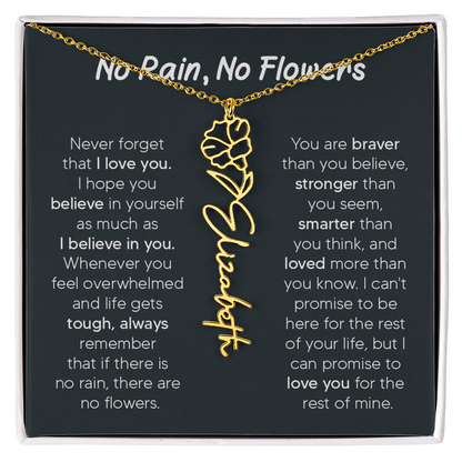 [LIMITED TIME ONLY] No Rain - No Flowers - Never Forget That I Love You | Birth Flower Name Necklace
