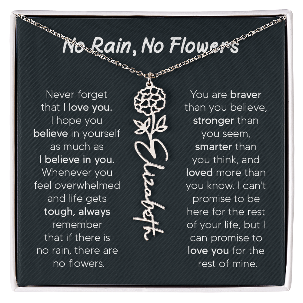 [LIMITED TIME ONLY] No Rain - No Flowers - Never Forget That I Love You | Birth Flower Name Necklace