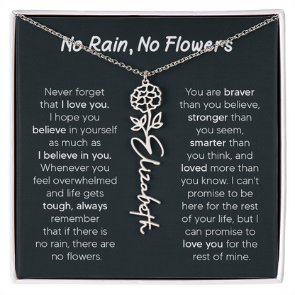 [LIMITED TIME ONLY] No Rain - No Flowers - Never Forget That I Love You | Birth Flower Name Necklace