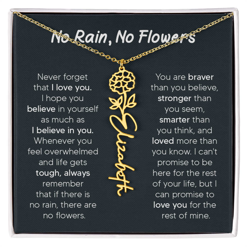 [LIMITED TIME ONLY] No Rain - No Flowers - Never Forget That I Love You | Birth Flower Name Necklace