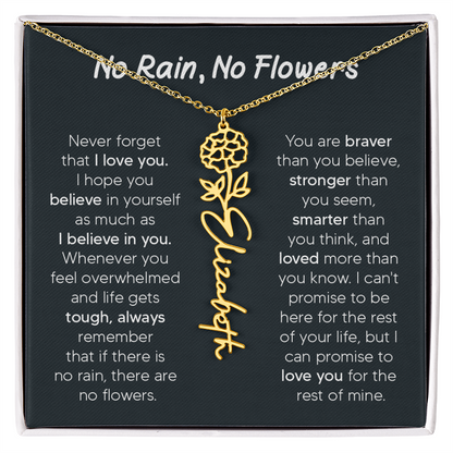 [LIMITED TIME ONLY] No Rain - No Flowers - Never Forget That I Love You | Birth Flower Name Necklace