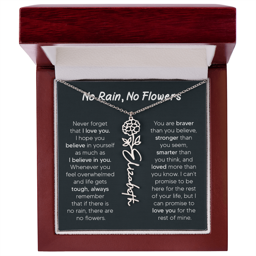 [LIMITED TIME ONLY] No Rain - No Flowers - Never Forget That I Love You | Birth Flower Name Necklace