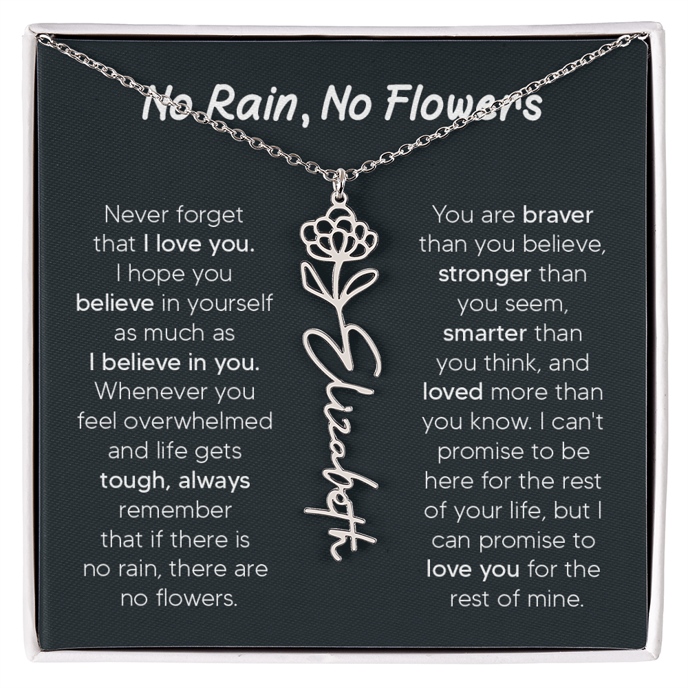 [LIMITED TIME ONLY] No Rain - No Flowers - Never Forget That I Love You | Birth Flower Name Necklace
