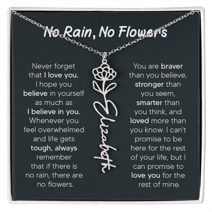 [LIMITED TIME ONLY] No Rain - No Flowers - Never Forget That I Love You | Birth Flower Name Necklace