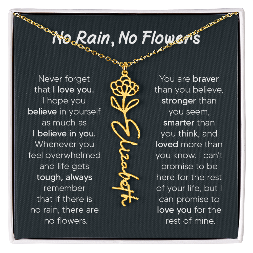 [LIMITED TIME ONLY] No Rain - No Flowers - Never Forget That I Love You | Birth Flower Name Necklace