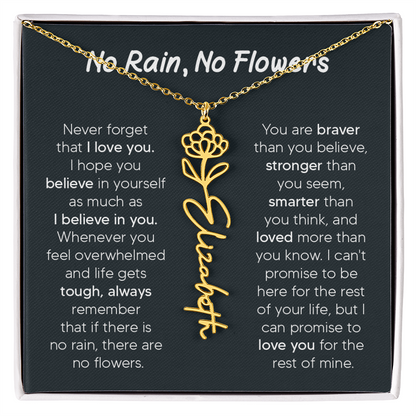 [LIMITED TIME ONLY] No Rain - No Flowers - Never Forget That I Love You | Birth Flower Name Necklace