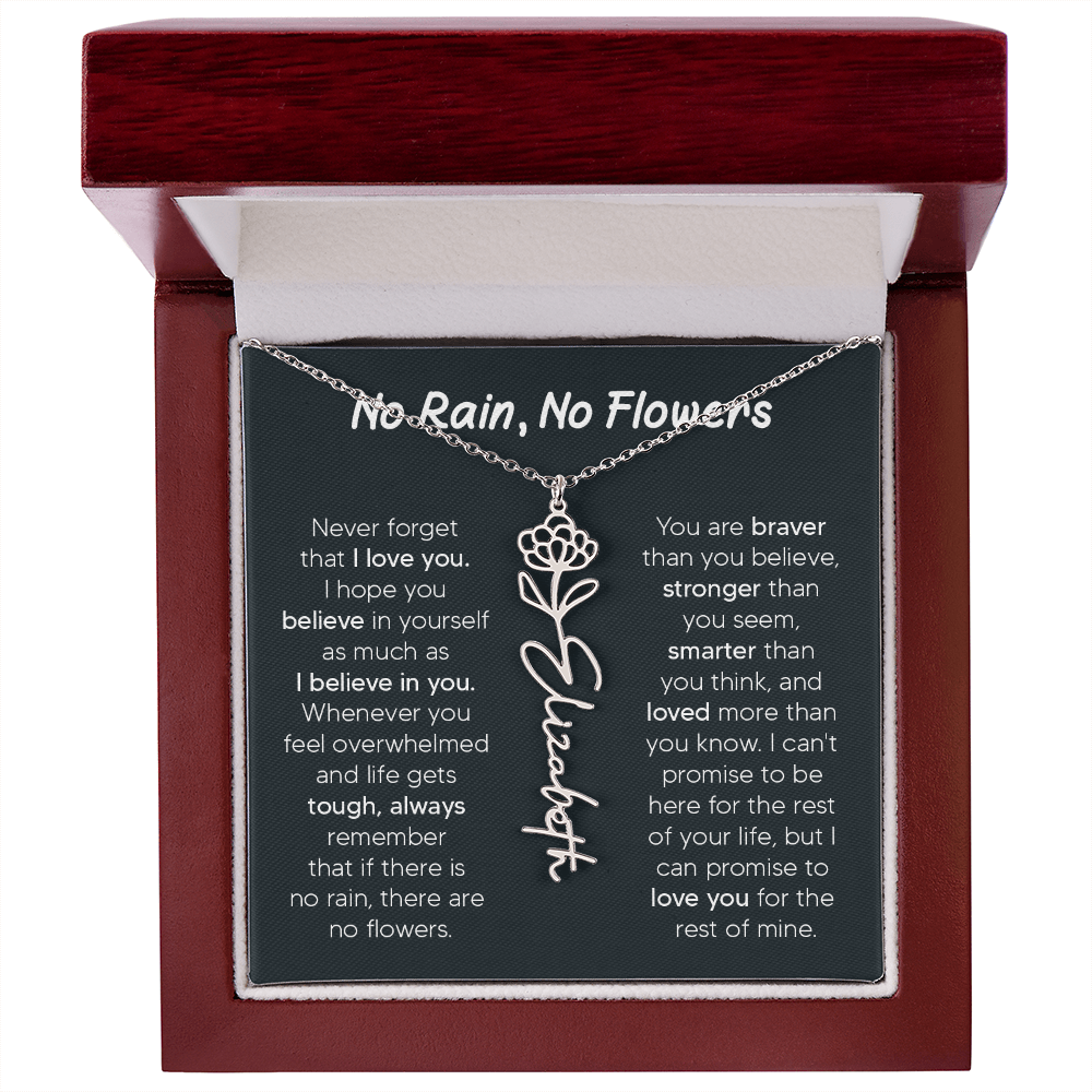[LIMITED TIME ONLY] No Rain - No Flowers - Never Forget That I Love You | Birth Flower Name Necklace