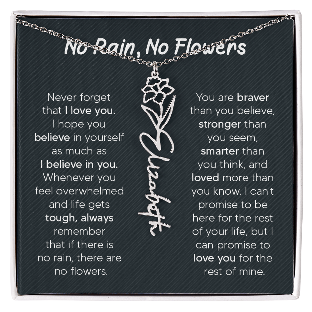 [LIMITED TIME ONLY] No Rain - No Flowers - Never Forget That I Love You | Birth Flower Name Necklace