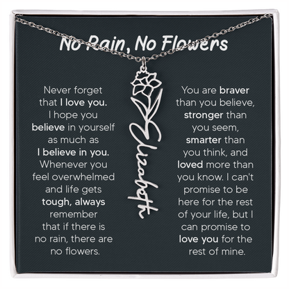 [LIMITED TIME ONLY] No Rain - No Flowers - Never Forget That I Love You | Birth Flower Name Necklace