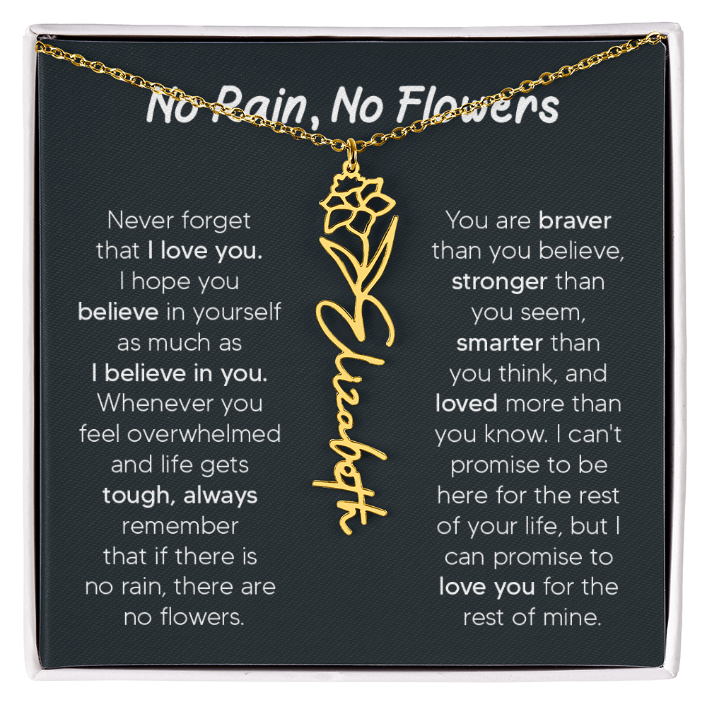 [LIMITED TIME ONLY] No Rain - No Flowers - Never Forget That I Love You | Birth Flower Name Necklace