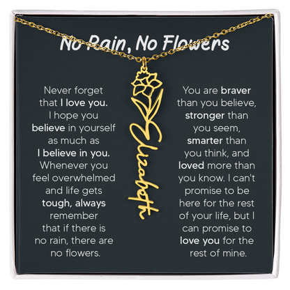 [LIMITED TIME ONLY] No Rain - No Flowers - Never Forget That I Love You | Birth Flower Name Necklace