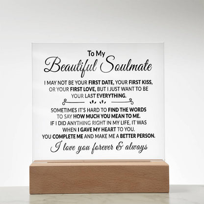 To My Soulmate - I Love You - Acrylic Plaque