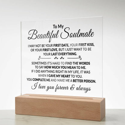 To My Soulmate - I Love You - Acrylic Plaque