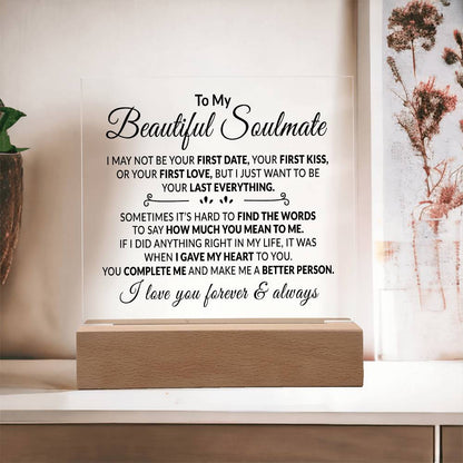 To My Soulmate - I Love You - Acrylic Plaque