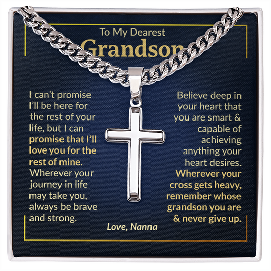 Gift from Grandma To Grandson - Never Give Up - Cross Necklace