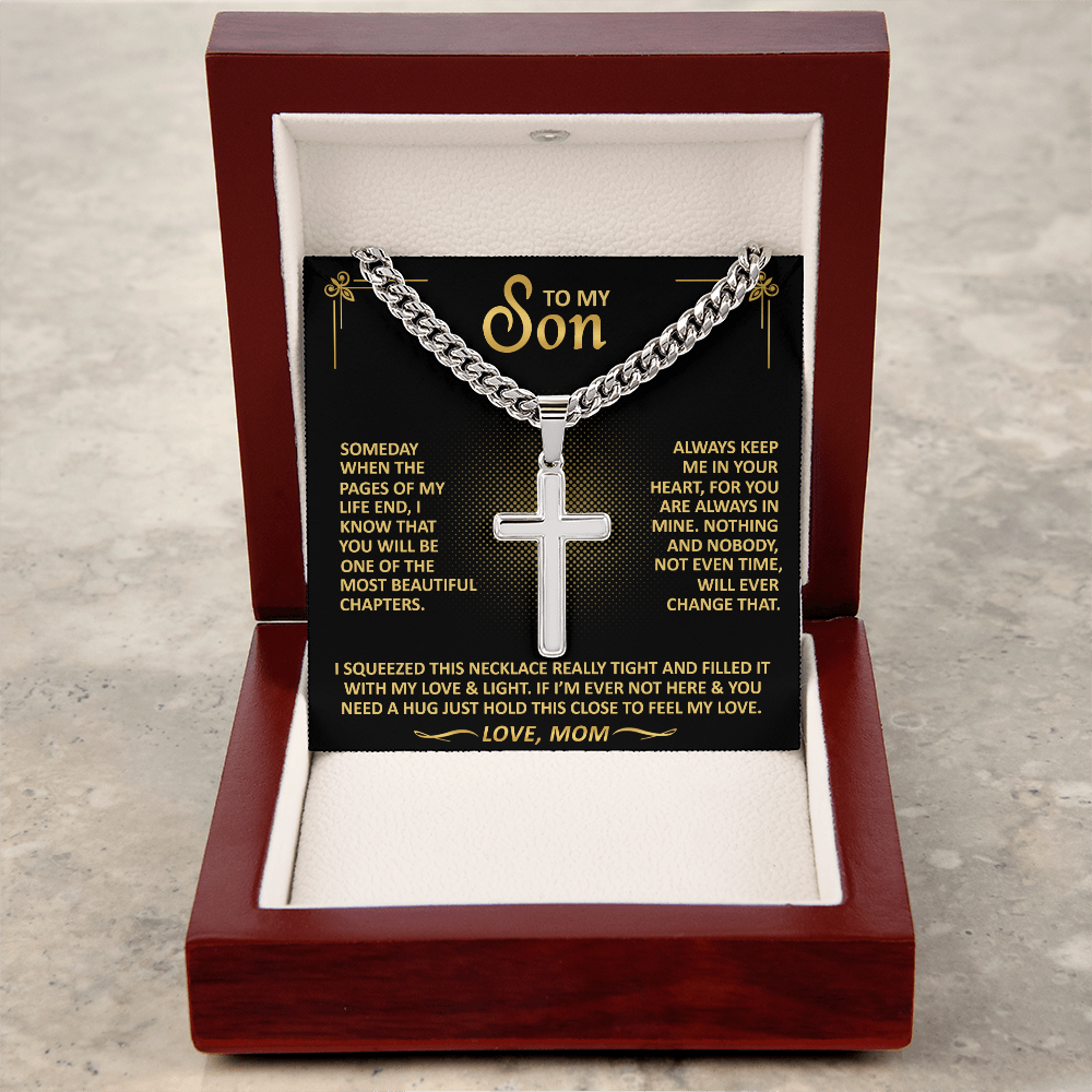 Gift From Mom To Son - Always Keep Me In Your Heart - Cross Necklace