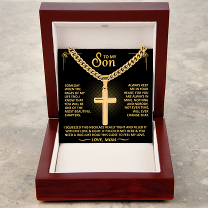 Gift From Mom To Son - Always Keep Me In Your Heart - Cross Necklace