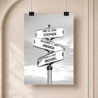 My Street Sign Custom Children Names Personalized Poster Print