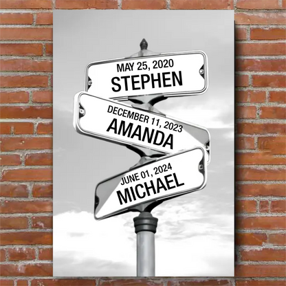 My Street Sign Custom Children Names Personalized Canvas Print ...