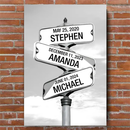 My Street Sign Custom Children Names Personalized Canvas Print