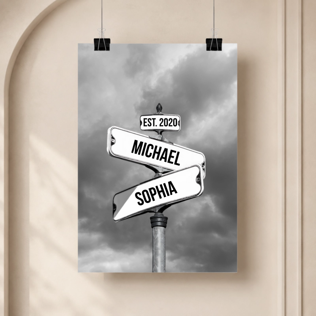 Personalized Poster Vintage Street Sign For Couples