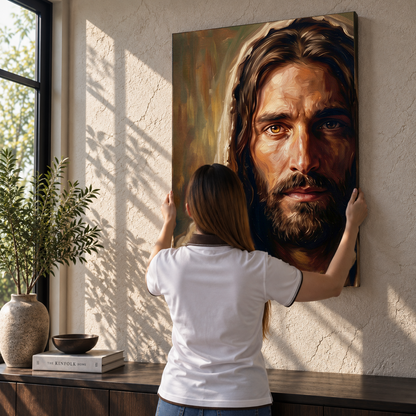 Face of Jesus Canvas Wall Art – Christian Religious Home Decor