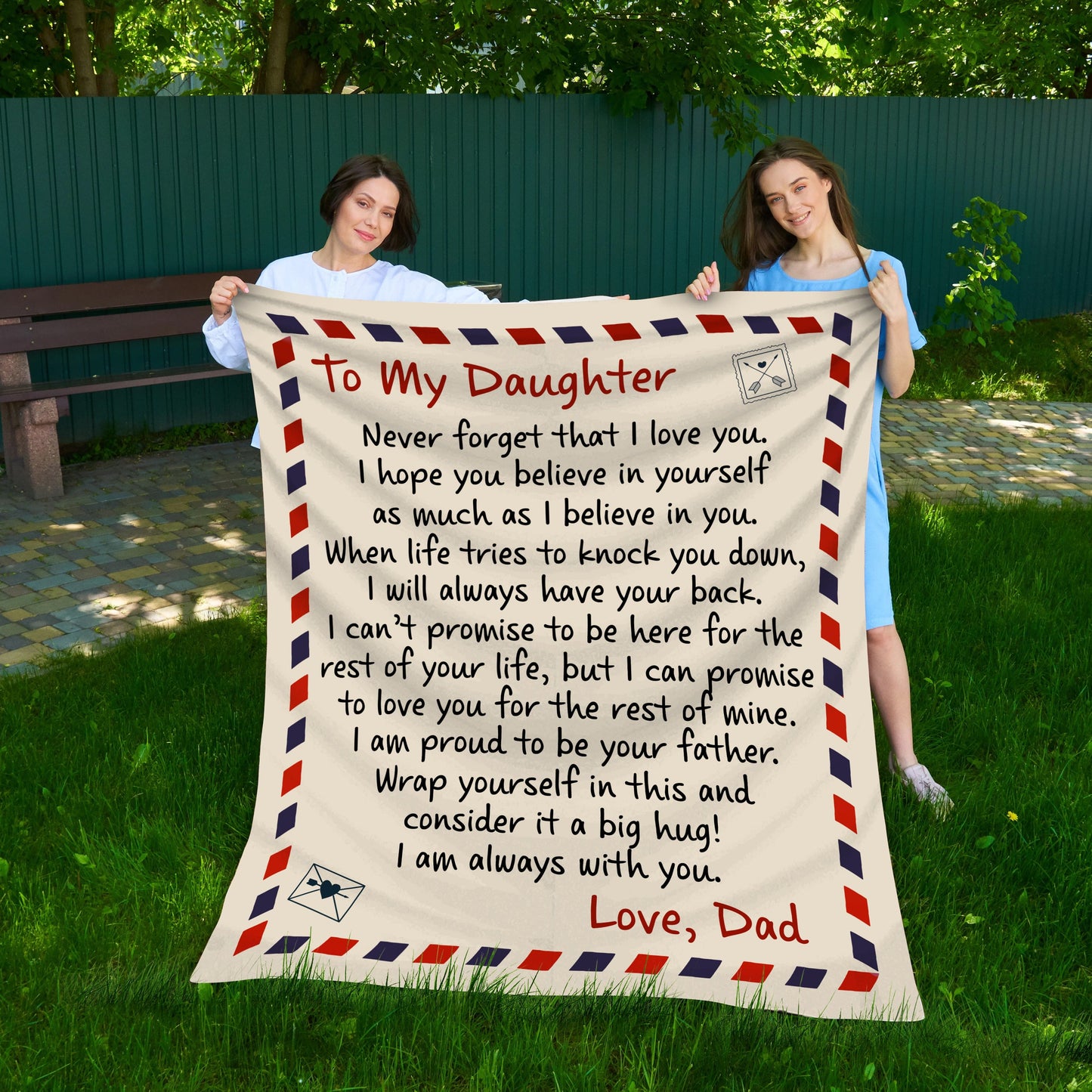 TO MY DAUGHTER - NEVER FORGET THAT I LOVE YOU - COZY POST CARD BLANKET