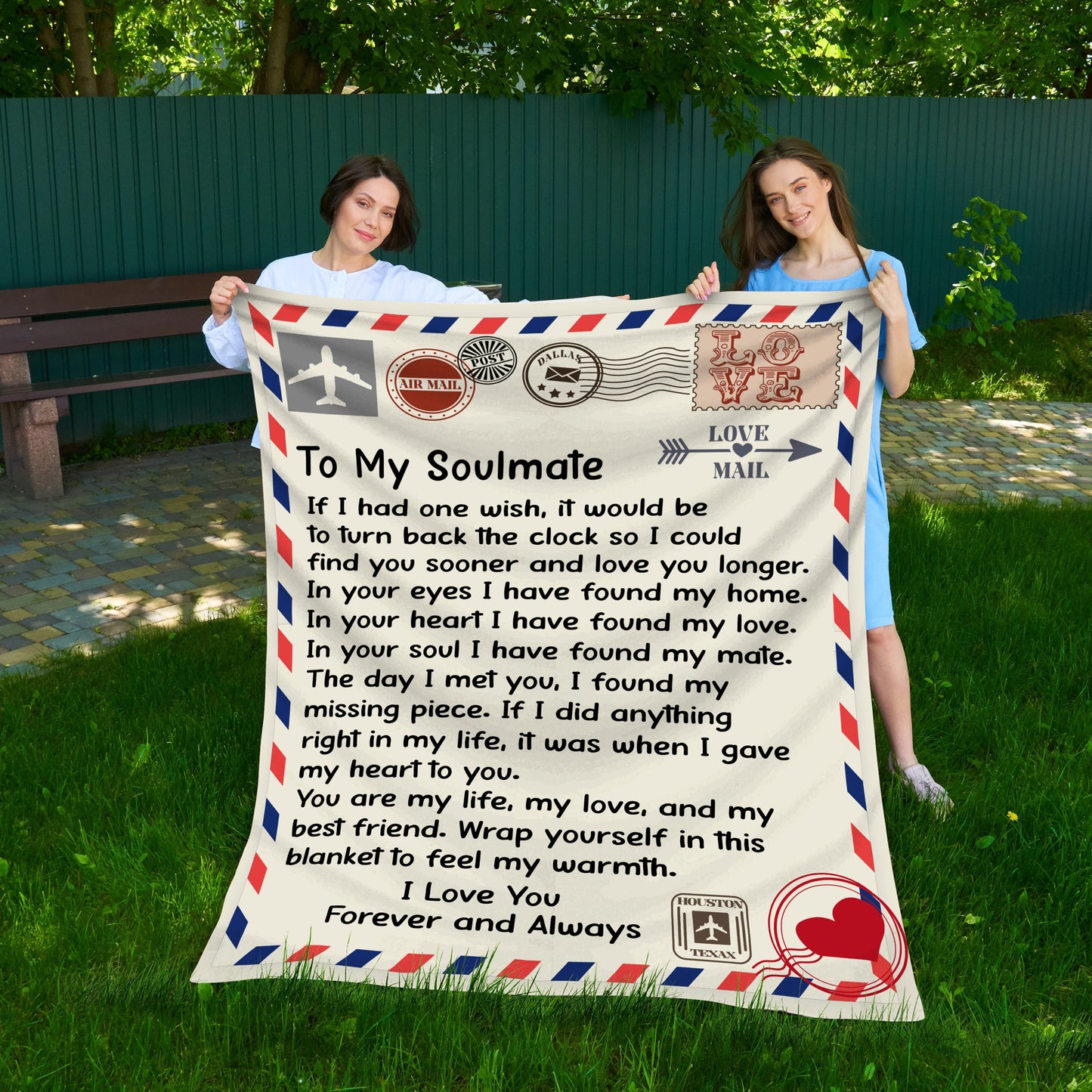 TO MY SOULMATE - IF I HAD ONE WISH - COZY POST CARD BLANKET