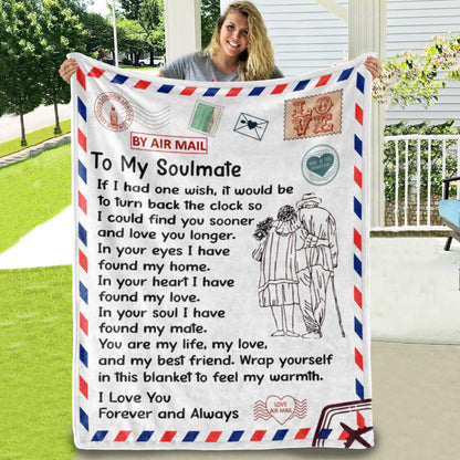 TO MY SOULMATE - IF I HAD ONE WISH - COZY POST CARD BLANKET