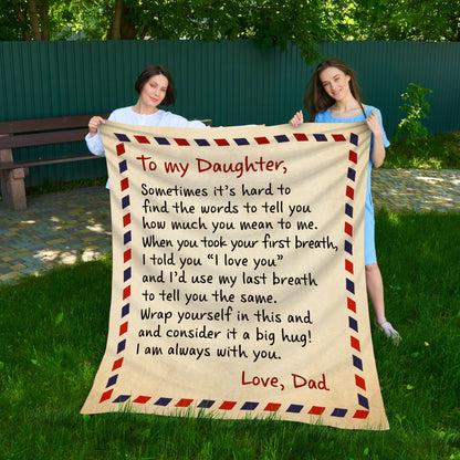 TO MY DAUGHTER COZY PLUSH POSTCARD BLANKET