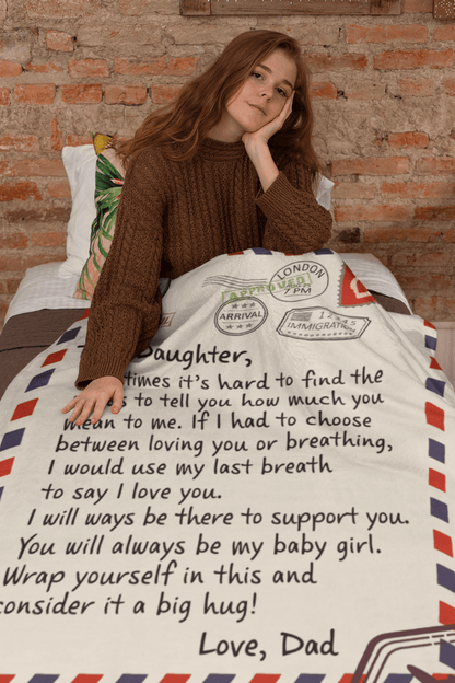 TO MY DAUGHTER COZY PLUSH POSTCARD BLANKET